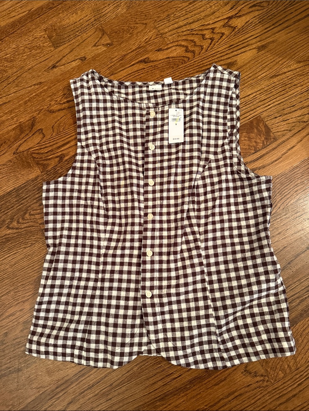 GAP brown and White Gingham Button-Front top